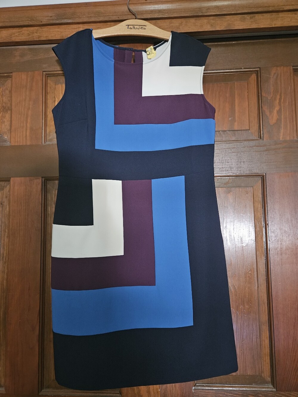 Ann Taylor Navy Sheath Dress with Blue, Plum and Cream Blocks